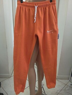 COOL Nike Orange Joggers DRI FIT FLY White Drawstring "A BIT THICKER" SZ. LG